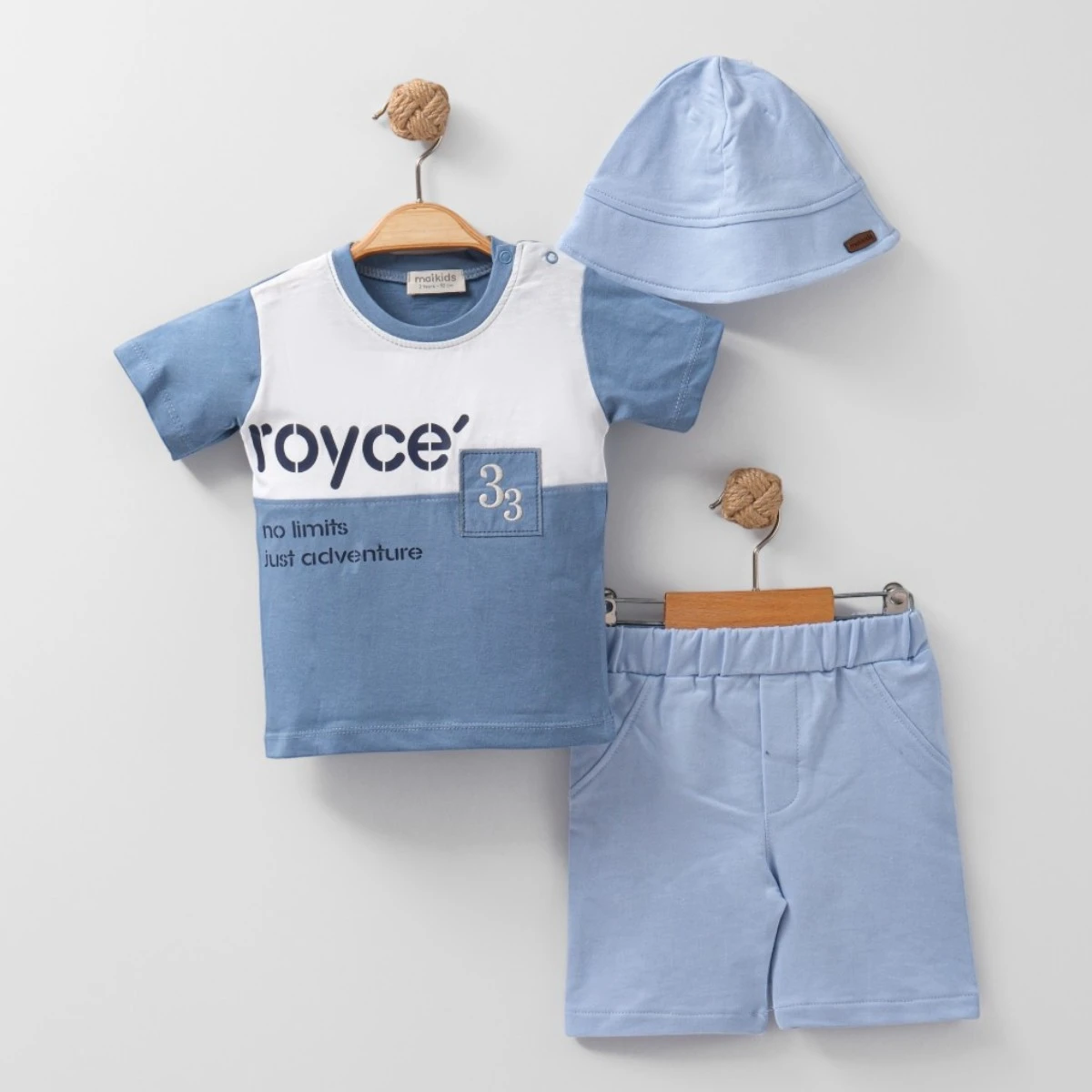 MAİ01-8391 ROYCE 2-5 YAŞ ŞAPKALI ÜÇLÜ TAKIM