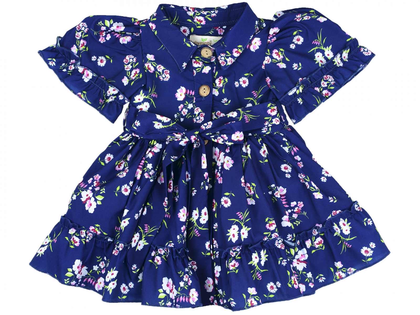 ÇİÇEKLİ YAKALI ELBİSE 1-4 YAŞ