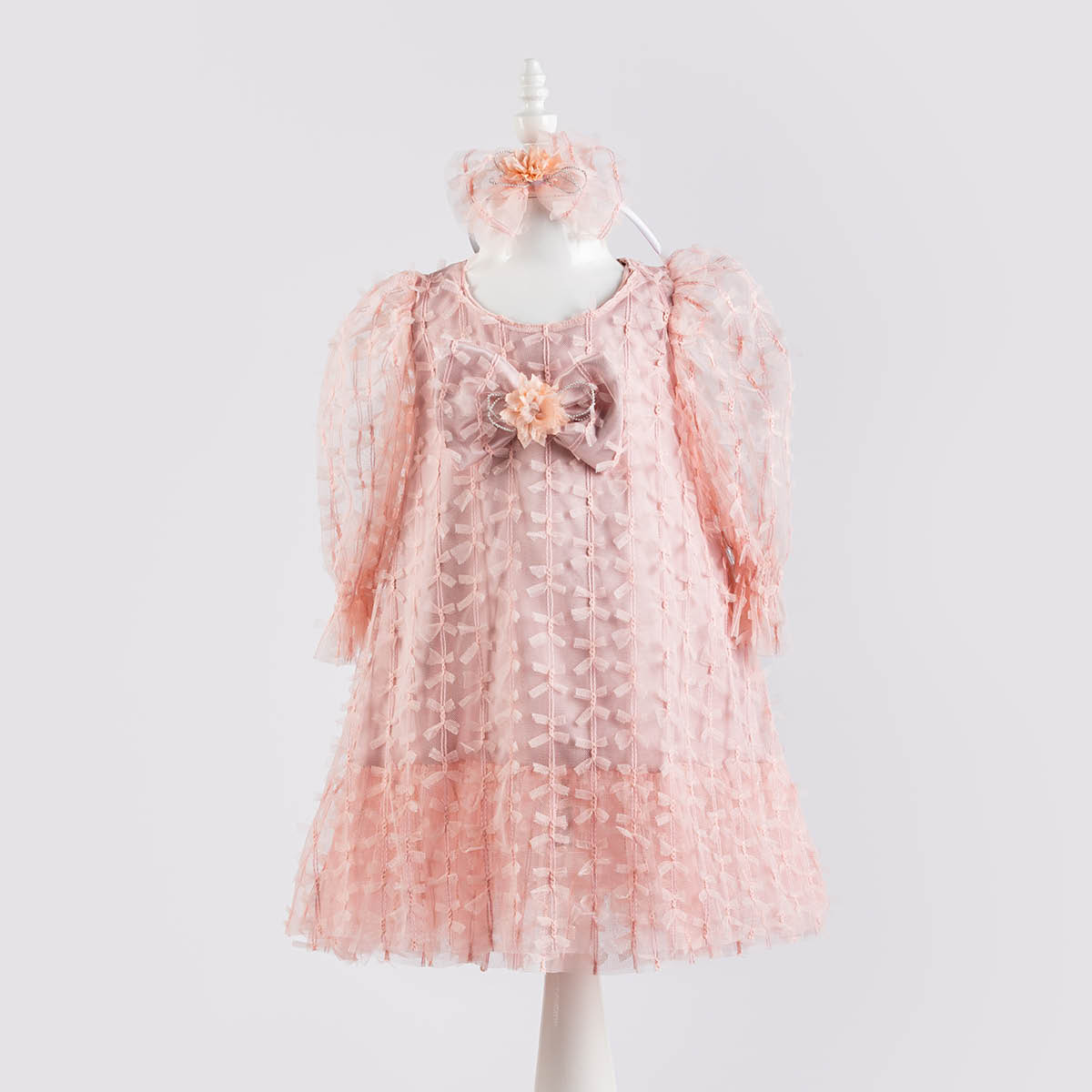 TÜLLÜ U.KOL TAÇLI ELBİSE