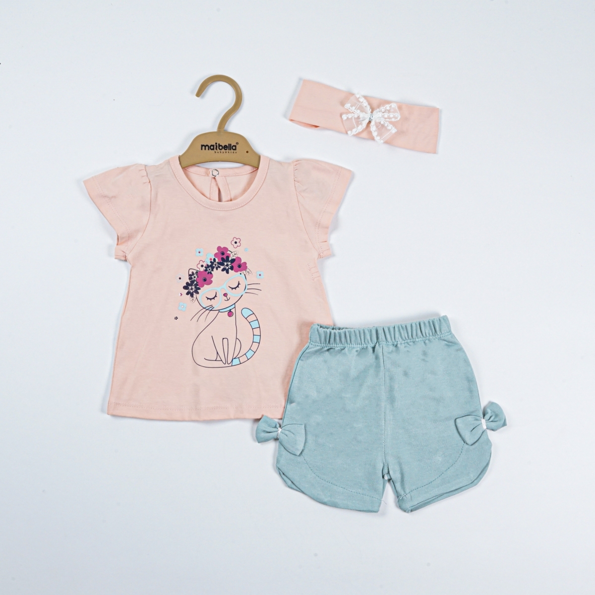 GÖZLÜKLÜ KEDİ BASKILI BANDANALI 3 LÜ TAKIM