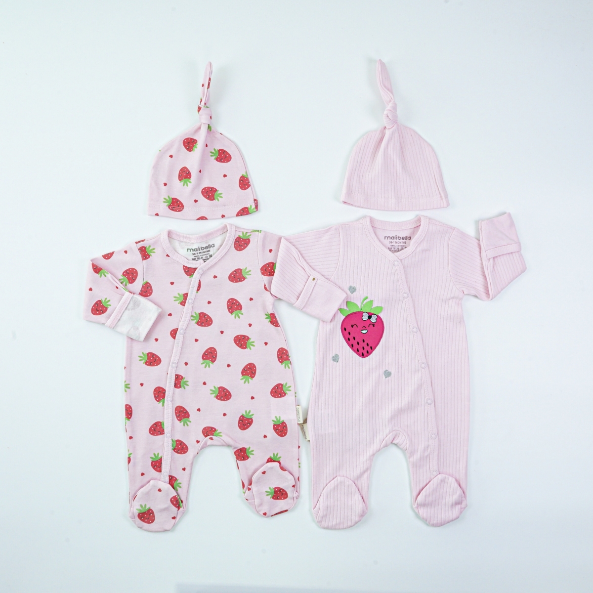 ÇİLEK DESENLİ ŞAPKALI 2 Lİ TULUM