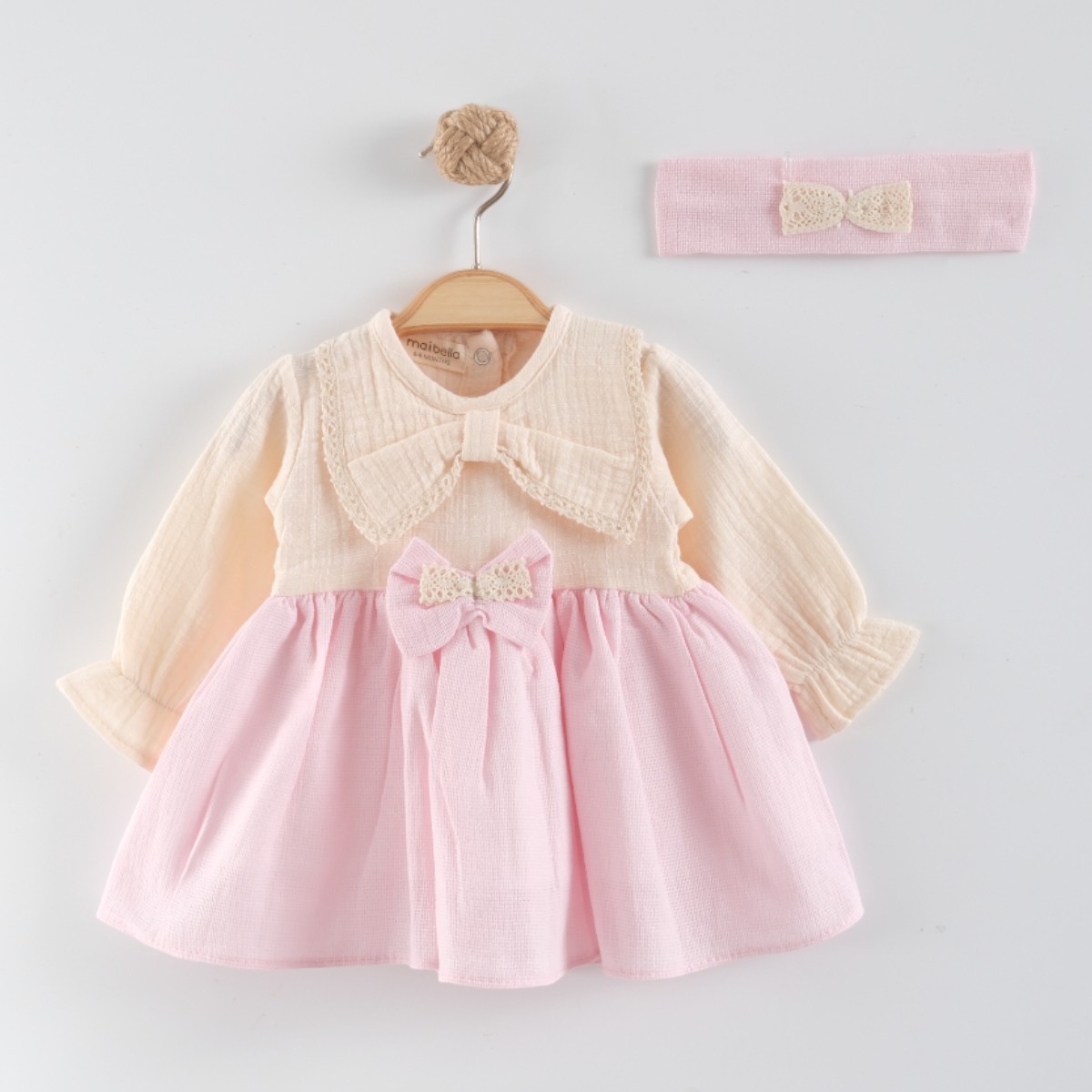 FİYONKLU YAKA MÜSLİN ELBİSE