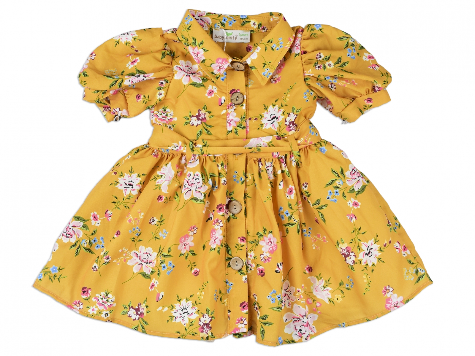 ÇİÇEKLİ YAKALI ELBİSE 1-4 YAŞ