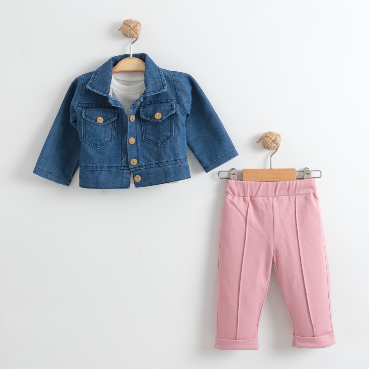 CEPLİ BLOOM KOT CEKET 3LÜ TAKIM