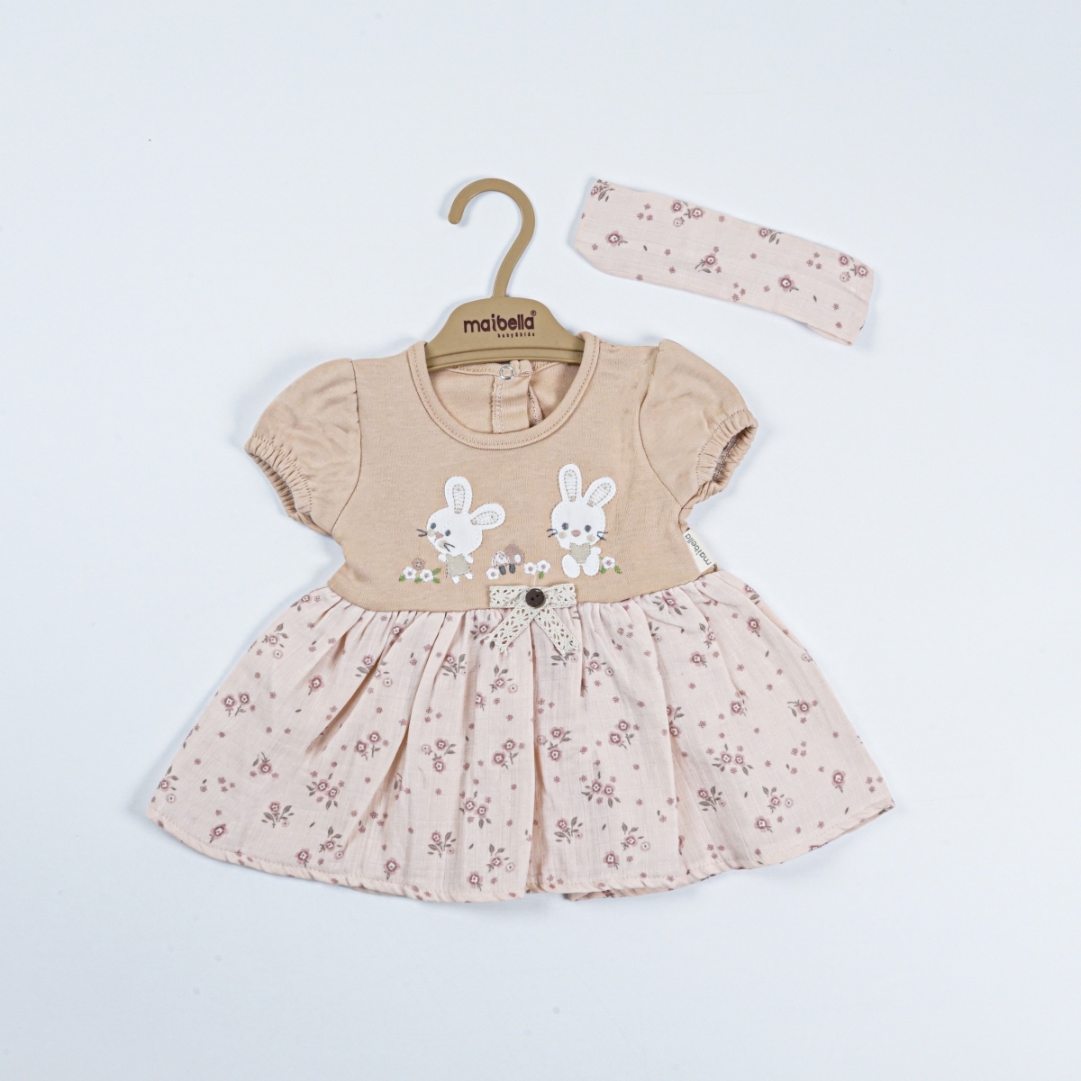 TAVŞANLI KISA KOL ÇİÇEKLİ ELBİSE