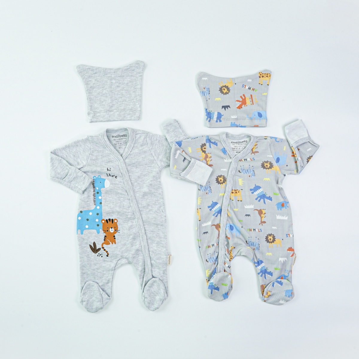 ANİMALS DESENLİ ŞAPKALI 2 Lİ TULUM