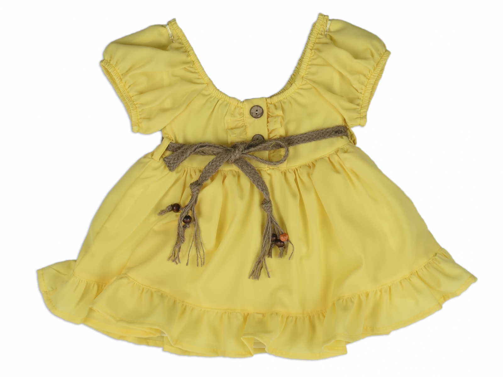 KOLLARI LASTİKLİ HASIR KEMERLİ ELBİSE