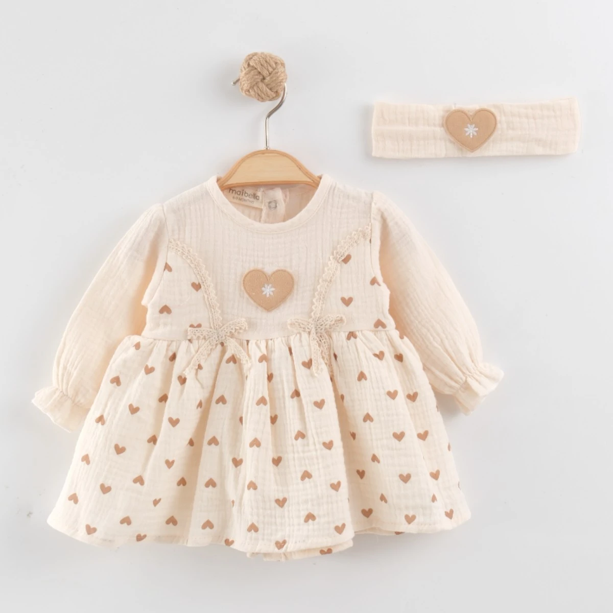 MAİ01-20017 KALPLİ MÜSLİN ELBİSE