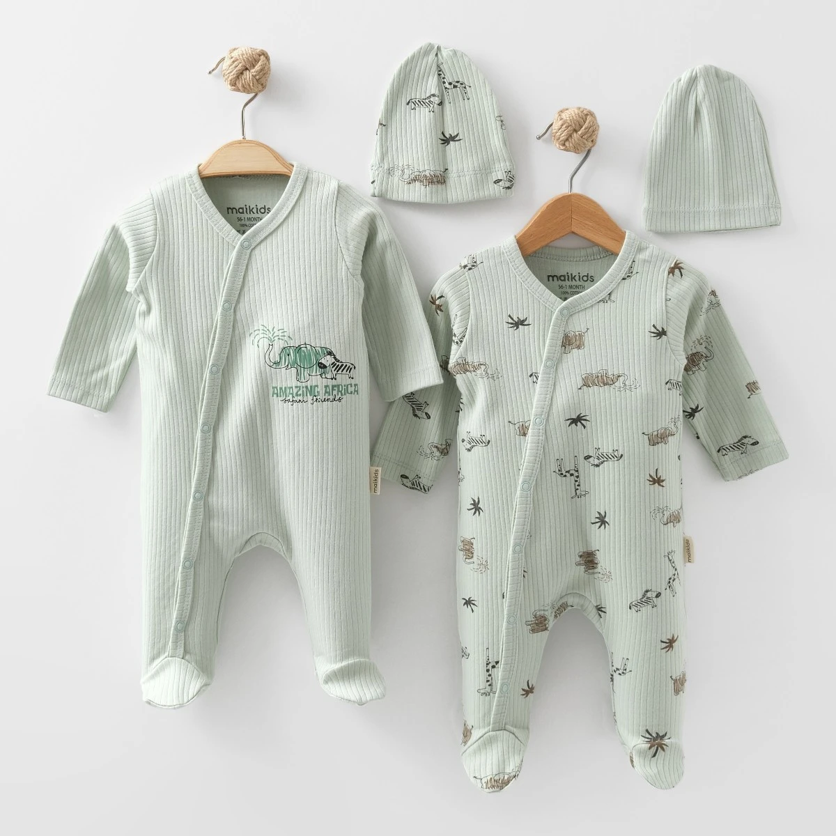 MAİ01-70060-1 FİLLİ BASKILI ŞAPKALI 2 Lİ TULUM