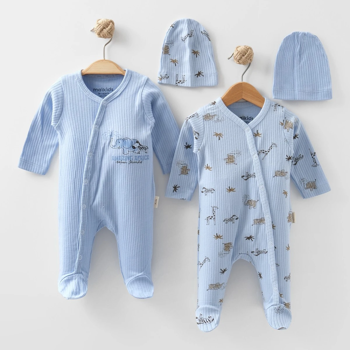 MAİ01-70060-1 FİLLİ BASKILI ŞAPKALI 2 Lİ TULUM