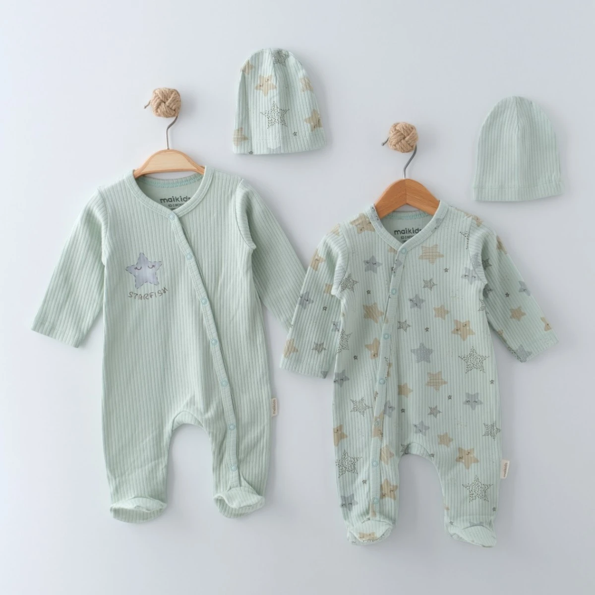 MAİ01-70095 STARFİSH BASKILI ŞAPKALI 2 Lİ TULUM