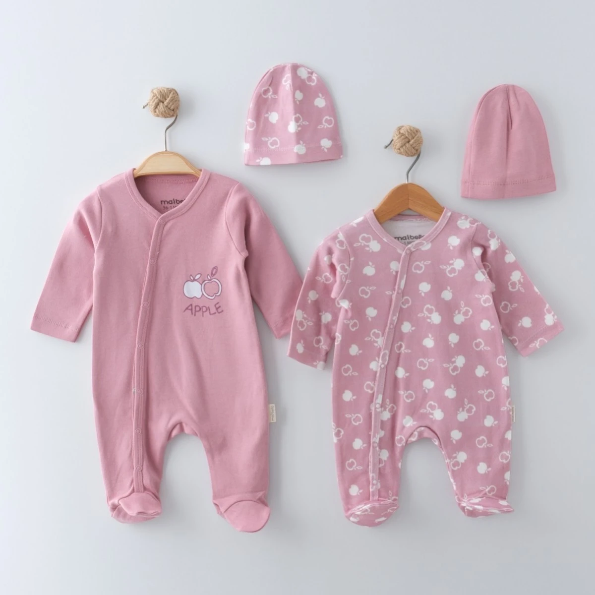 MAİ01-70099 APPLE BASKILI ŞAPKALI 2 Lİ TULUM