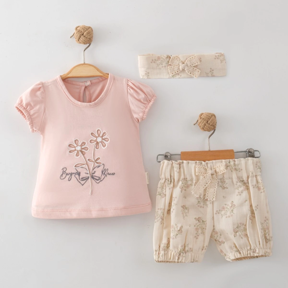 MAİ01-8342-1   ÇİÇEK NAKIŞLI BANDANALI YAZLIK TAKIM