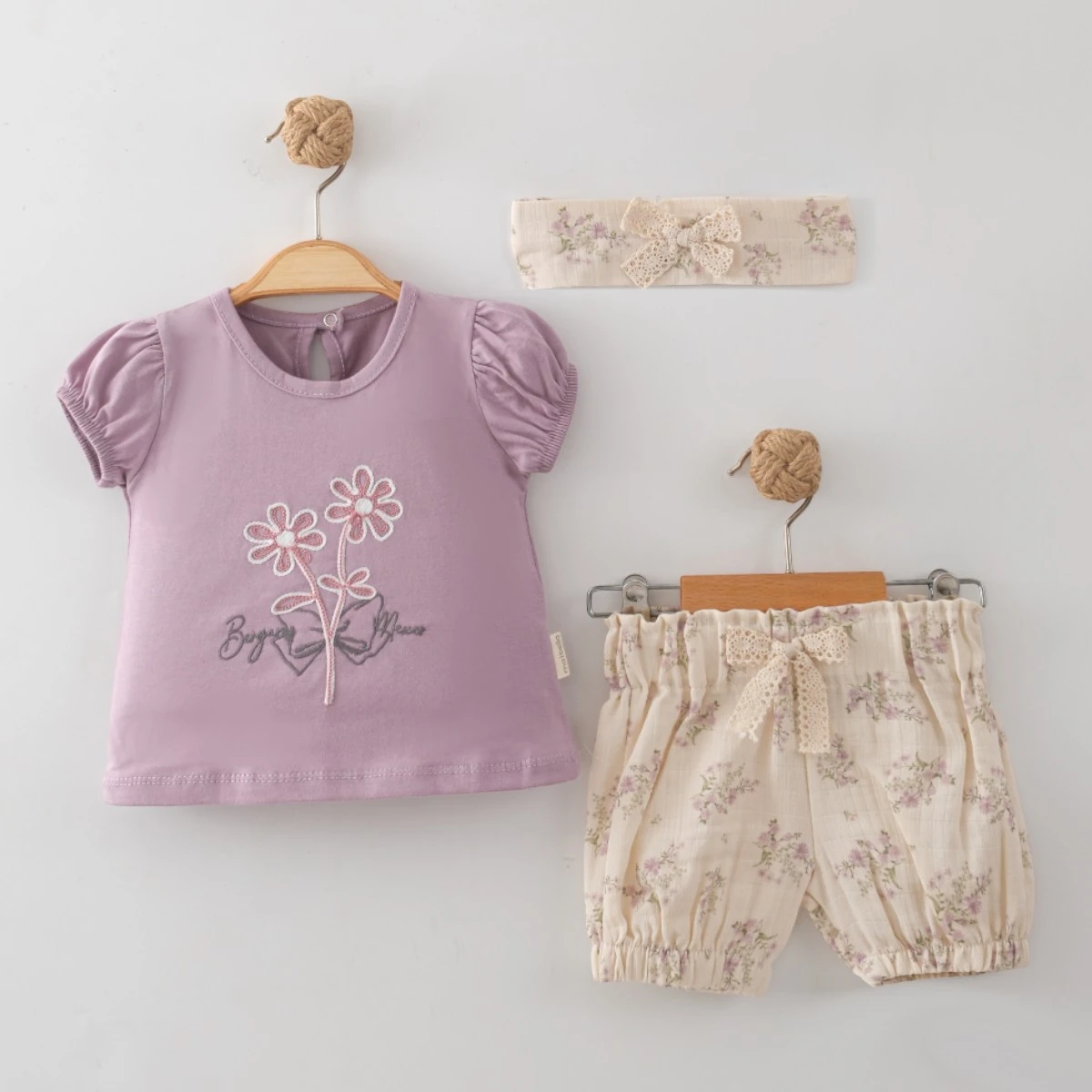 MAİ01-8342-1   ÇİÇEK NAKIŞLI BANDANALI YAZLIK TAKIM