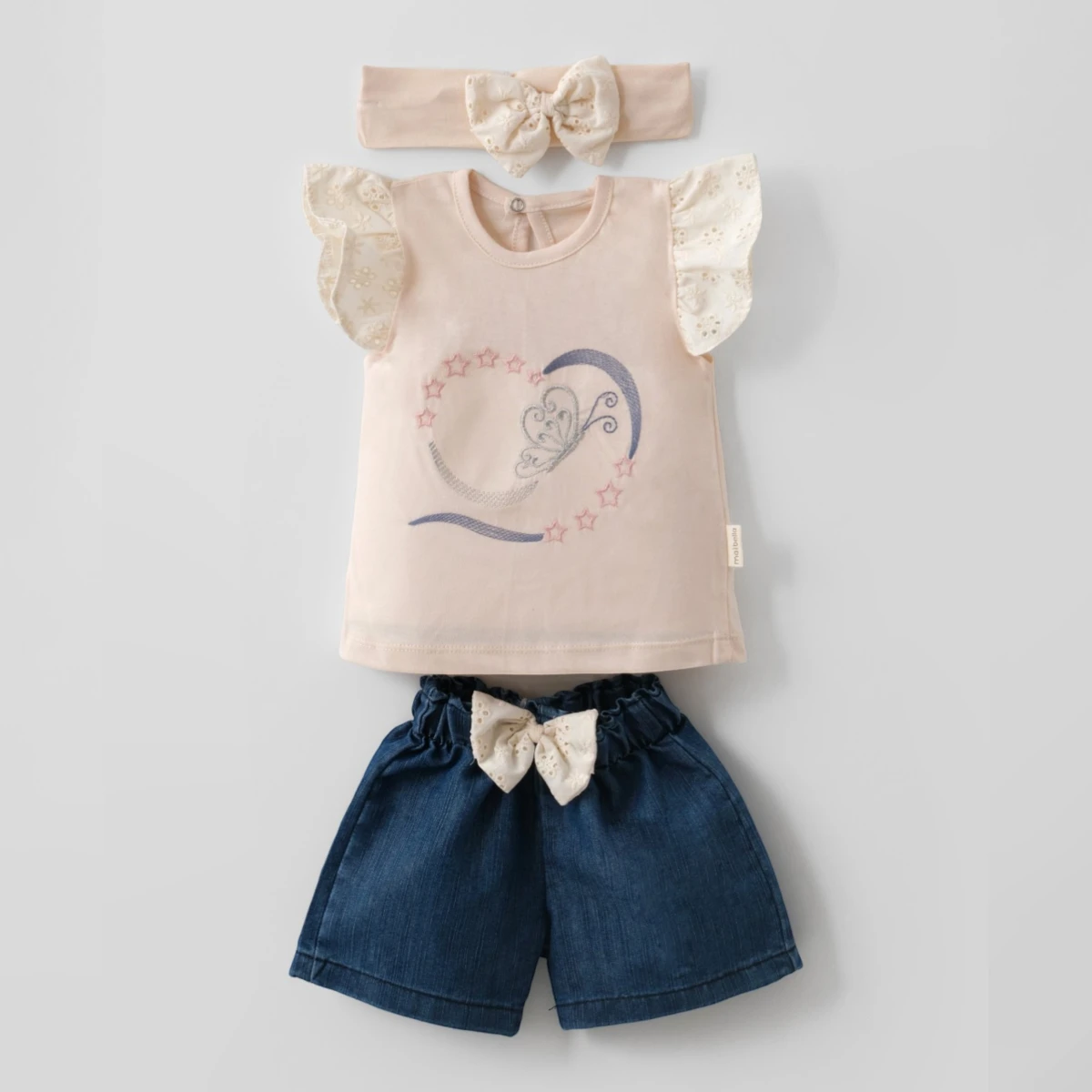 MAİ01-8362 KELEBEK KOT ŞORTLU 3 LÜ TAKIM