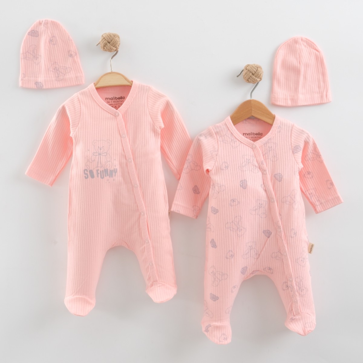 AYICIK BASKILI ŞAPKALI 2 Lİ TULUM