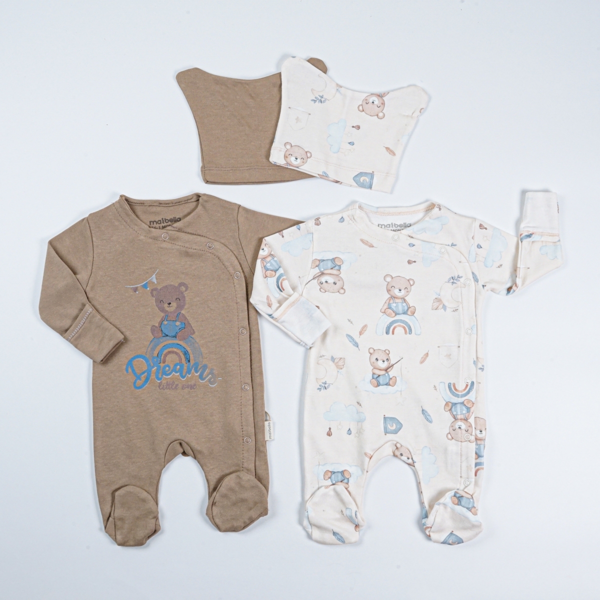 GÖKKUŞAĞI AYICIK DESENLİ ŞAPKALI 2 Lİ TULUM