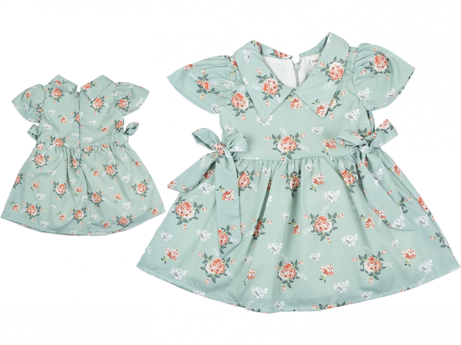 ÇİÇEKLİ YAKALI ELBİSE 1-4 YAŞ