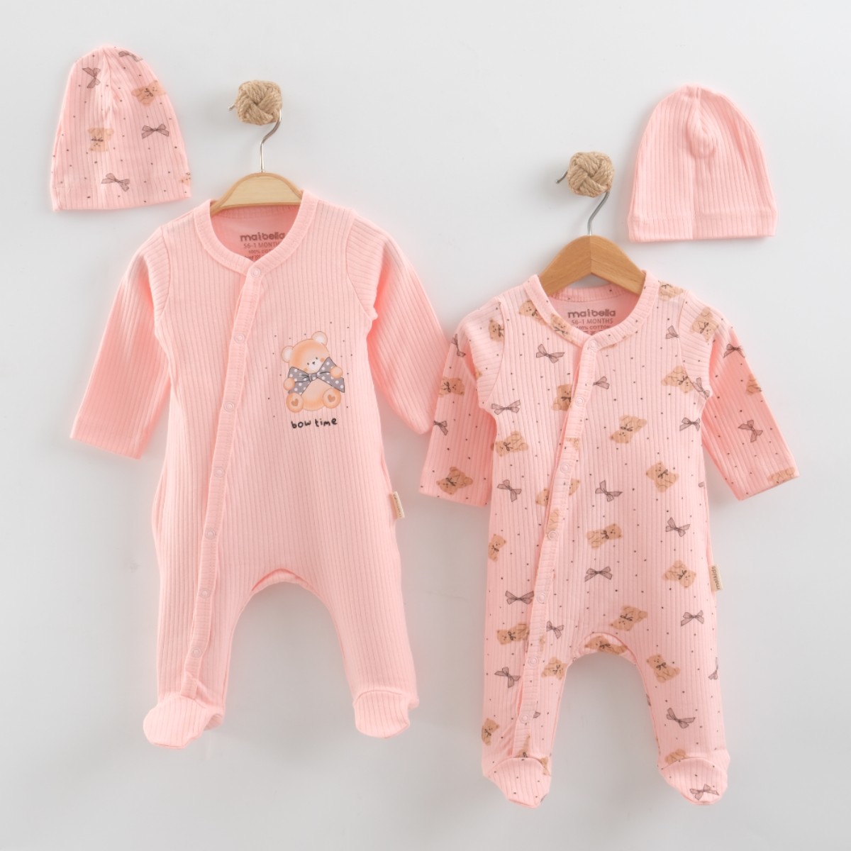 FİYONKLU AYI ŞAPKALI 2 Lİ TULUM