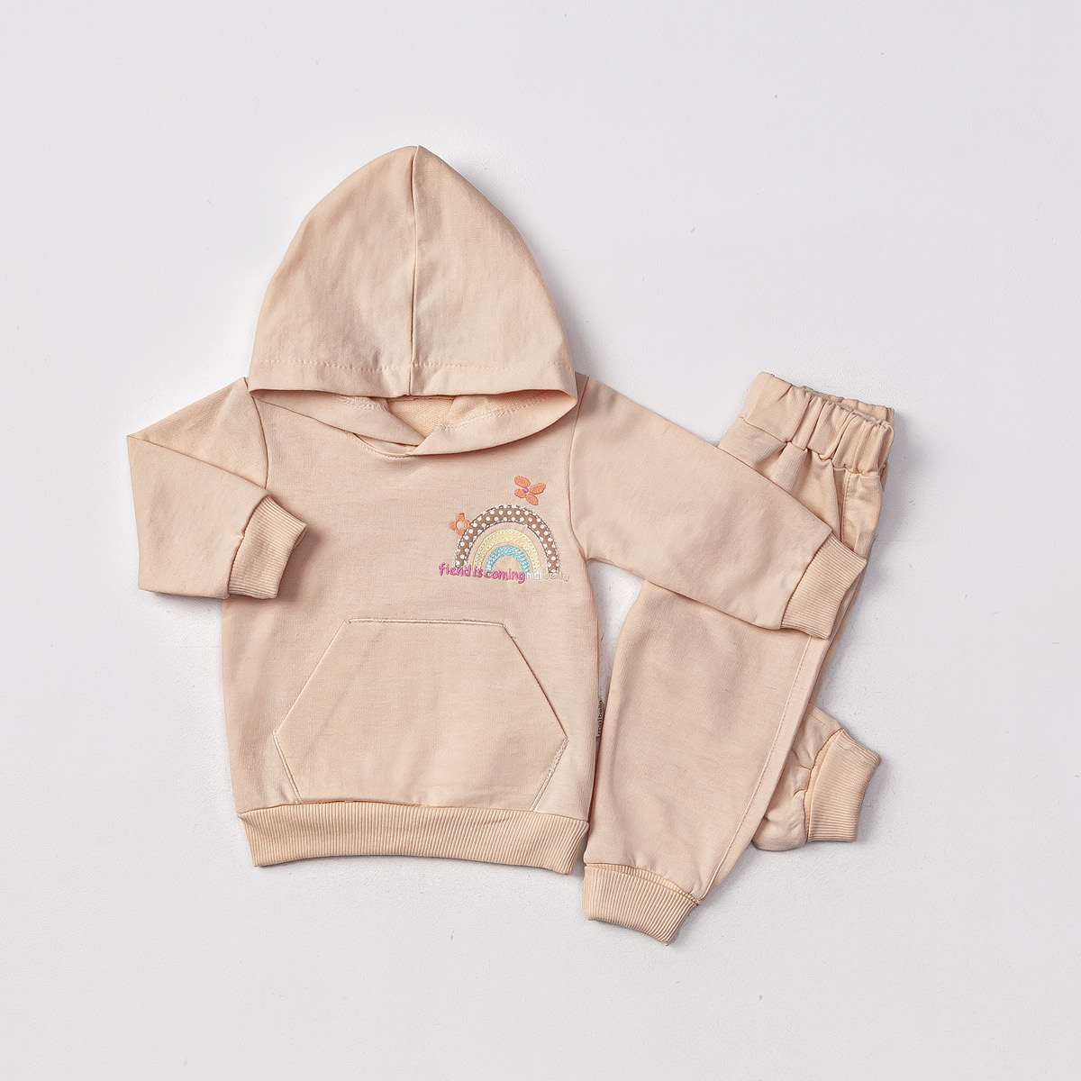 GÖKKUŞAĞI DESENLİ KAPŞONLU SWEAT 2 Lİ TAKIM