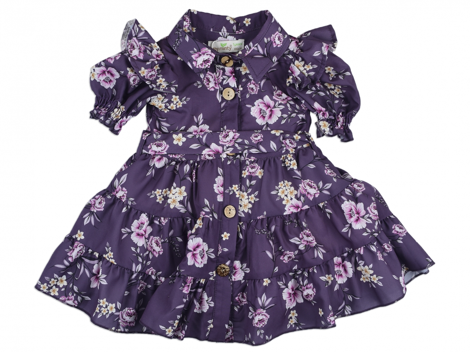 ÇİÇEKLİ YAKALI ELBİSE 1-4 YAŞ