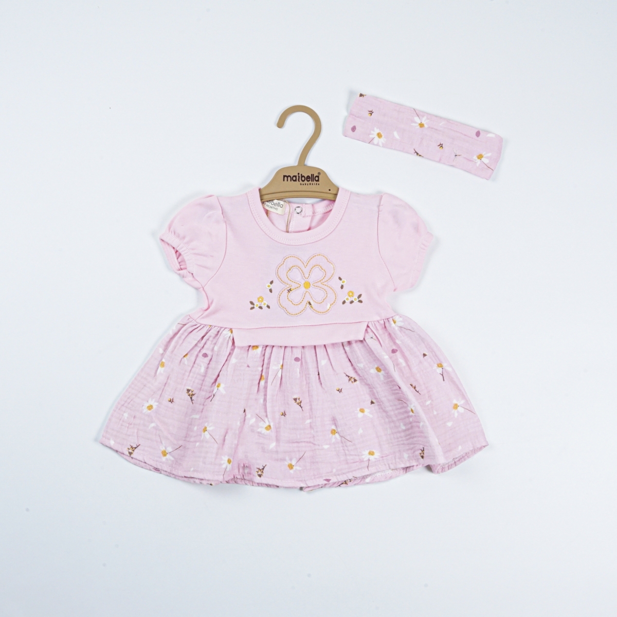 PAPATYA KISA KOL ÇİÇEKLİ ELBİSE