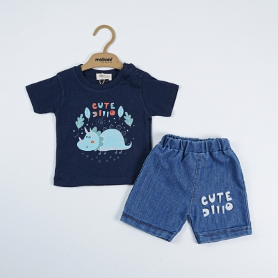 CUTE DİNO KOT ŞORTLU İKİLİ TAKIM