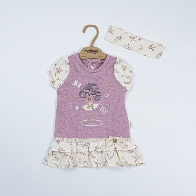 BALERİN NAKIŞLI MÜSLİN BANDANALI ELBİSE