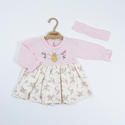 ARI UZUN KOL MÜSLİN ÇİÇEKLİ ELBİSE