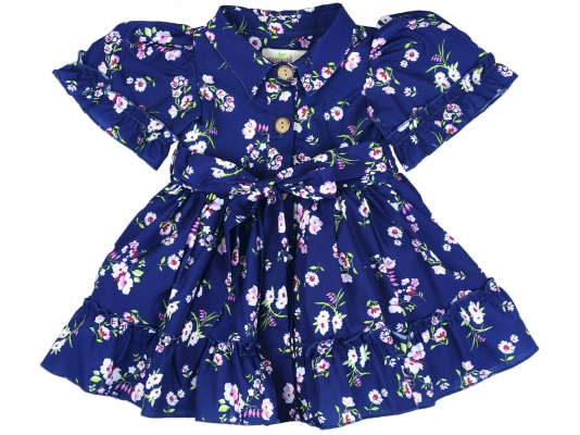 ÇİÇEKLİ YAKALI ELBİSE 1-4 YAŞ