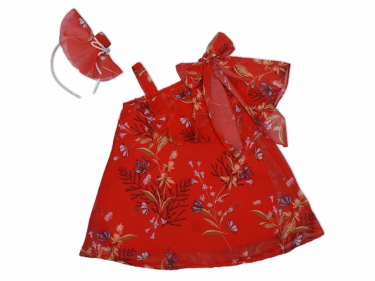 DİJİTAL BASKILI ŞİFON TAÇLI ELBİSE 2-5 YAŞ