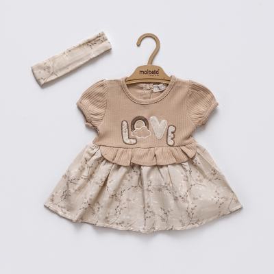 LOVE  KISA KOL ÇİÇEKLİ ELBİSE