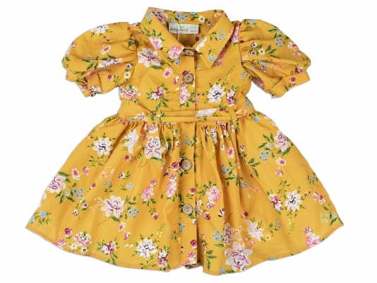 ÇİÇEKLİ YAKALI ELBİSE 1-4 YAŞ