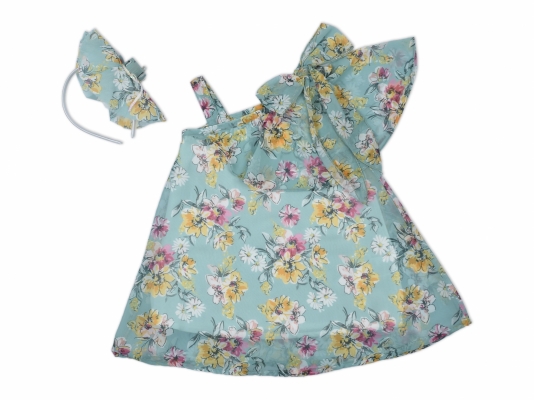 DİJİTAL BASKILI ŞİFON TAÇLI ELBİSE 2-5 YAŞ