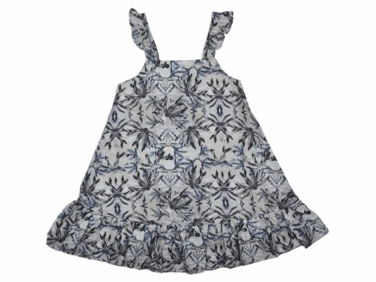 YAPRAK DESENLİ PAMUK VUAL ELBİSE 5-8