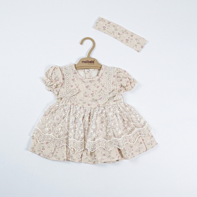 KISA KOL ÇİÇEK BELİNDEN DANTEL ELBİSE