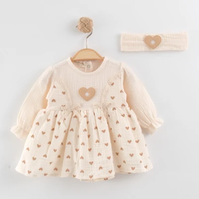 MAİ01-20017 KALPLİ MÜSLİN ELBİSE