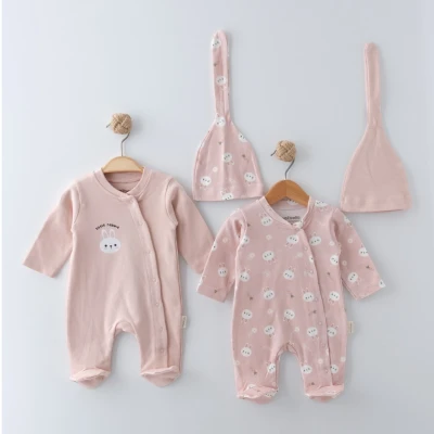 MAİ01-70087 TAVŞAN BASKILI ŞAPKALI 2 Lİ TULUM