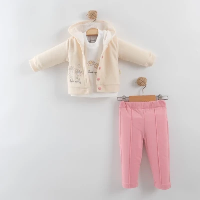 MAİ01-70091ÇİÇEKLİ POLAR ÜÇLÜ TAKIM