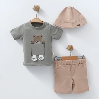 MAİ01-8375 AYICIK  ŞAPKALI 3 LÜ TAKIM