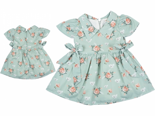 ÇİÇEKLİ YAKALI ELBİSE 1-4 YAŞ