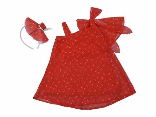 ÇAPA DİJİTAL BASKILI ŞİFON TAÇLI ELBİSE 2-5 YAŞ