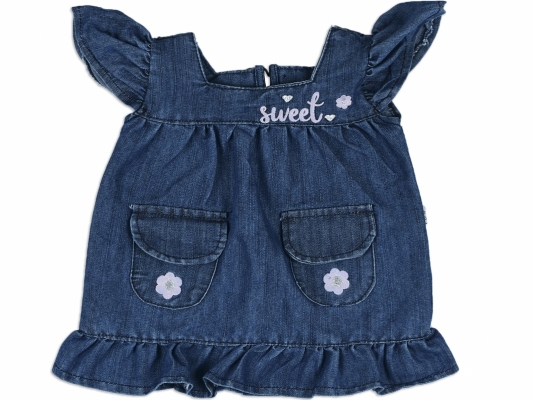 ÇİÇEK SWEET KOLSUZ KOT ELBİSE