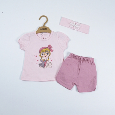 KIZ BASKILI MY BEST FRİEND BANDANALI 3 LÜ YAZLIK TAKIM