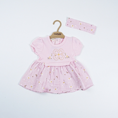 PAPATYA KISA KOL ÇİÇEKLİ ELBİSE